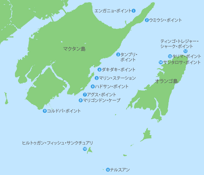 セブのダイビングスポットMAP画像